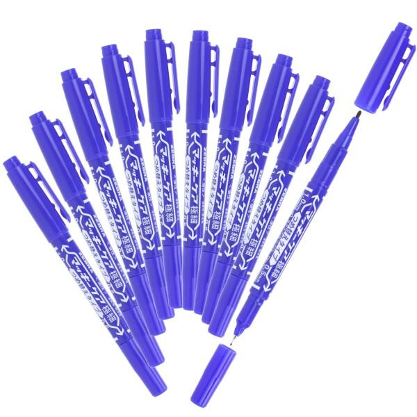 ゼブラ 油性ペン マッキーケア 極細 つめ替えタイプ 青 10本 B-YYTS5-BL