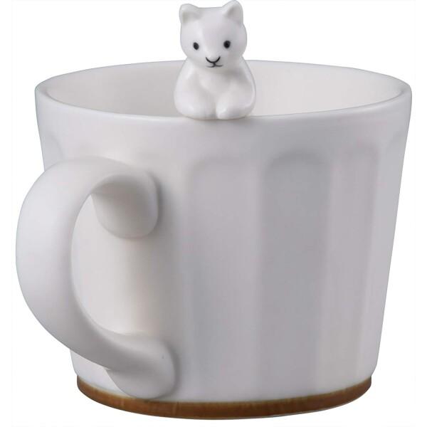 かわいい食器 WHITE ZOO マグカップ フィギュア付き ネコ SAN3397-3