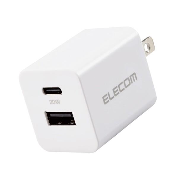 エレコム 充電器 2ポート Type-C(USB-C) + USB-A USB PD対応 20W 折...