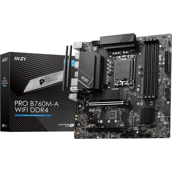 MSIマザーボード PRO B760M-A WIFI DDR4 2xGen4高速M.2/最大4画面出...