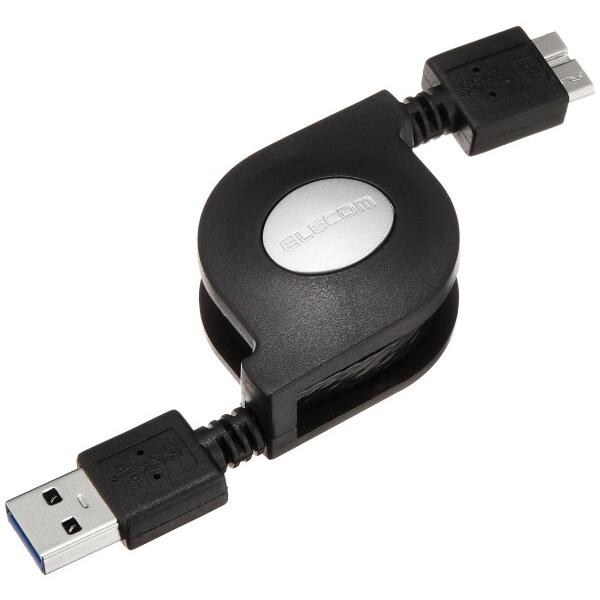 エレコム USBケーブル  USB3.0 (USB A オス to microB オス) 巻き取り ...