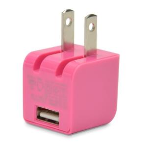 日本トラストテクノロジークラス最少miniサイズ 1A USB充電器 cube mini 110 ピンク CUBEAC110PK｜trafstore