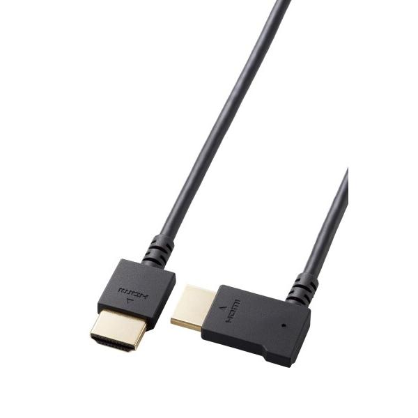 エレコム HDMI ケーブル 2m L字 右向き やわらか ハイスピード 4K2K(30Hz) ブラ...