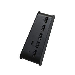 アローン(Allone) PS5用 6ポートUSB HUB ブラック 4.5×3×10.5cm ゲーム 本体にさすだけ簡単設計 ACアダプ｜trafstore