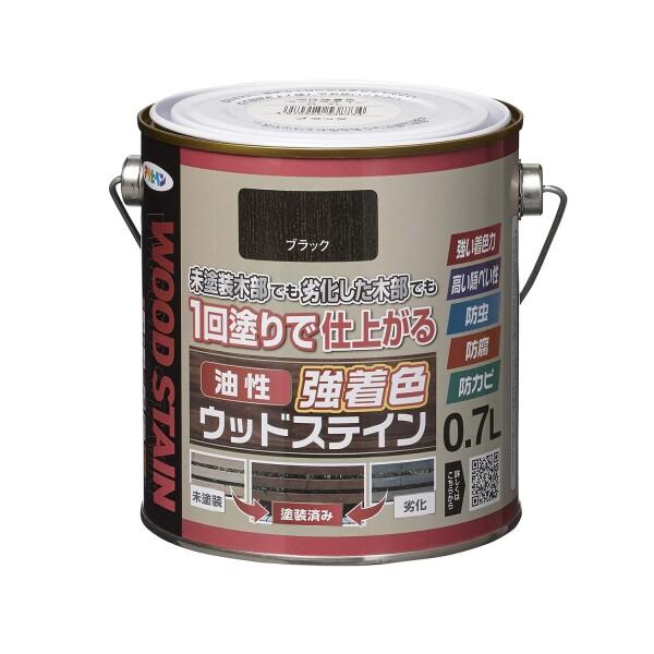 アサヒペン 塗料 ペンキ 油性強着色ウッドステイン 0.7L ブラック 油性 木部用 屋外木部の保護...