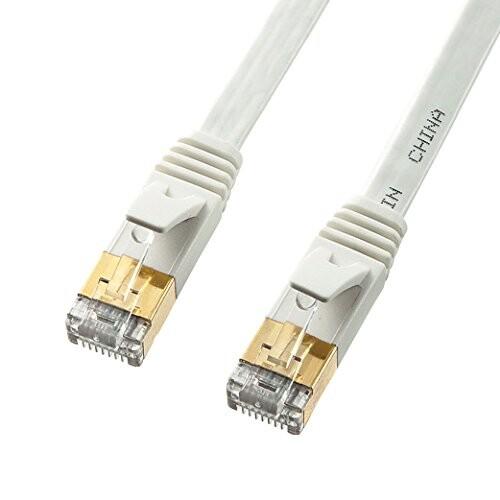 サンワサプライ CAT7フラットLANケーブル (0.5m) 10Gbps/600MHz RJ45 ...