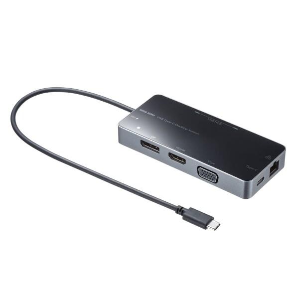 サンワサプライ ドッキングステーション/ハブ USB Type-C接続(VGA/HDMI/Displ...
