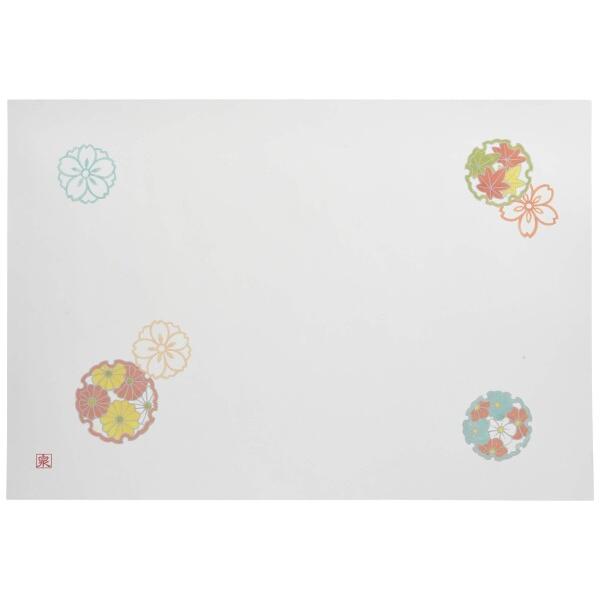 若泉漆器 上質紙マット 尺3寸長手テーブルマット 吉祥紋シリーズ 雪輪文 100枚入 B-26-31