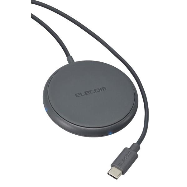 エレコム ワイヤレス充電器 Qi 正規認証品 コンパクトサイズ 5W ケーブル一体(1m) 滑り止め...