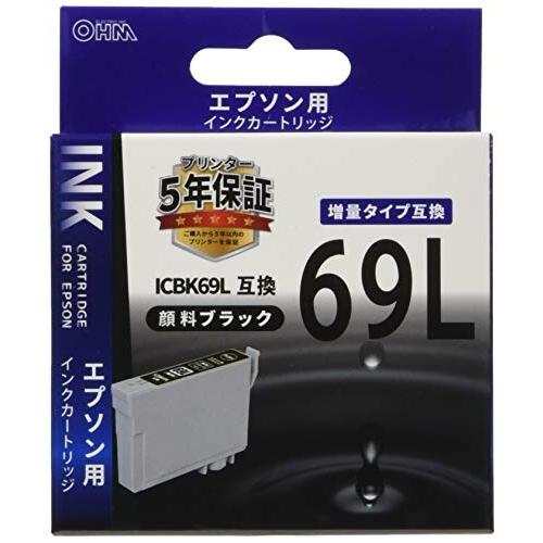 オーム電機　エプソン互換インク　ICBK69L互換　顔料ブラック×1　INK-E69LB-BK