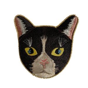 東京かんかん 猫雑貨 『キャット刺繍ミラー 1915 :ブラック 』 手鏡 インテリア かわいい｜trafstore