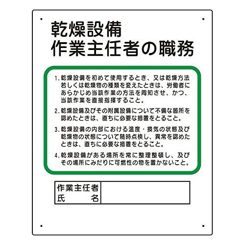 ユニット 作業主任者職務板 乾燥設備…