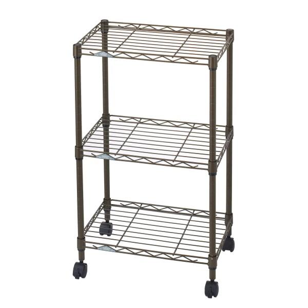 ドウシシャ ルミナス カラーラック ブラウン 3段 幅45 スリム オシャレでかわいい スチー