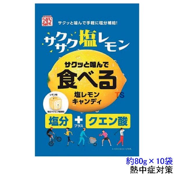 熱中飴 食べる塩レモンキャンディー 約80g×10袋 (375962) 熱中症対策 塩分水分補給 暑...