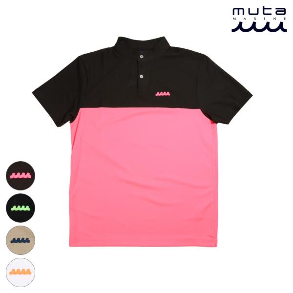 muta MARINE ムータ スタンドカラーポロシャツ MMBC-200812 WHITExORA...
