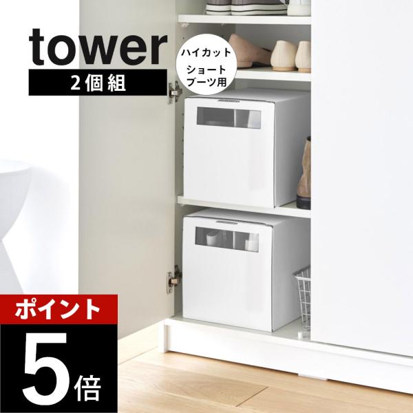 山崎実業 窓付きシューズボックス タワー 2個組 トール tower 4755 4756 4757