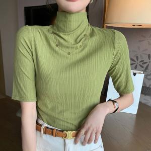 ハイネック tシャツ カットソー 半袖 トップ...の詳細画像4