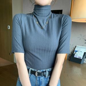 ハイネック tシャツ カットソー 半袖 トップ...の詳細画像5