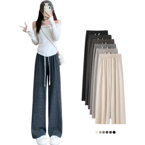 レディース ワイドパンツ ルームウェア ロングパンツ イージーパンツ ハイウエスト ゆったり 楽ちん...
