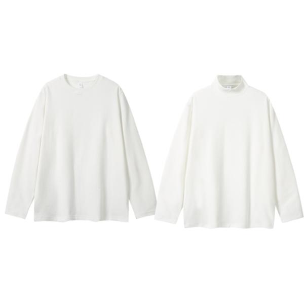 長袖Tシャツ メンズ ロンT レディース 無地 男女兼用 カットソー クルーネック モックネック ハ...