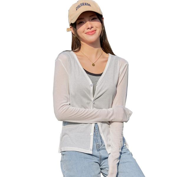 レディース 薄手カーディガン 夏用 UVカット 冷房対策 長袖 トップス シースルー サマーカーディ...