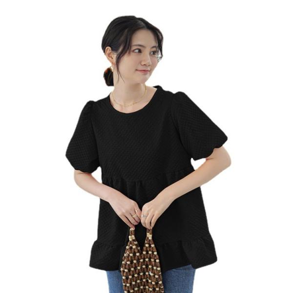 tシャツ 半袖 レディース uネック 半袖tシャツ 涼しい 薄手春 夏 ブラック ップス シフォン ...