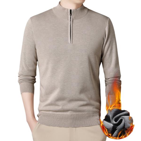 セーター トレーナー カットソー メンズ 裏起毛 秋冬 厚手 ポロ 長袖 ニット ハイネック おしゃ...