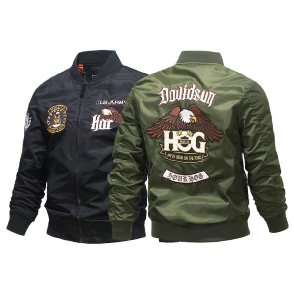 メンズ MA-1 フライトジャケット ブルゾン 刺繍入り イーグル ワッペン風 ミリタリージャケット...