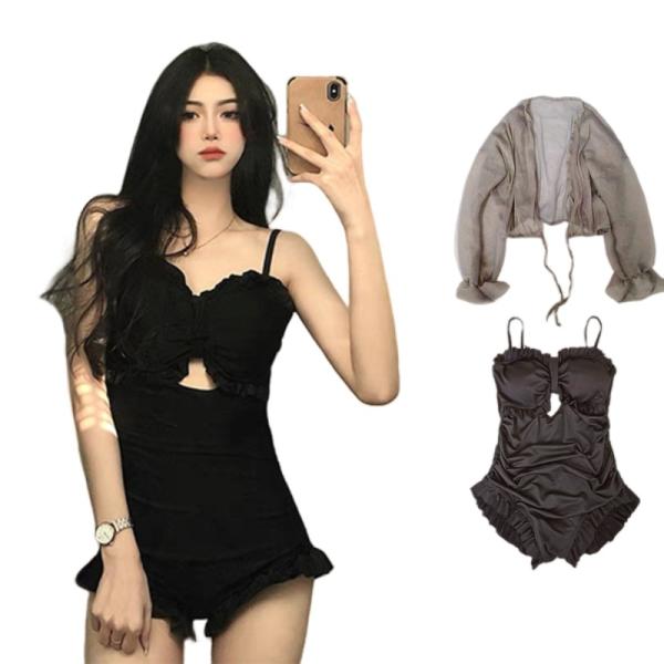 2点セット カーディガン 水着 レディース 体型カバー ワンピース バッククロス スイムウェア セク...