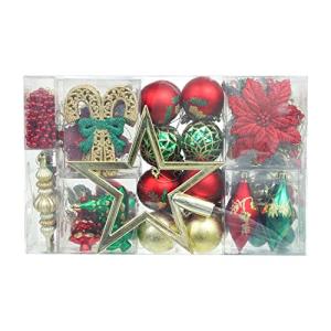 WBHome 105ct アソート クリスマス ボール オーナメント セット  レッド グリーン ゴールド 飛散防止 オーナメント クリスマス ツリ
