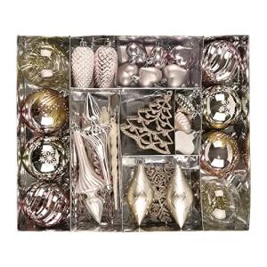 WBHome 70ct アソート クリスマス ボール オーナメント セット  ローズ ゴールド 飛散防止 オーナメント クリスマス ツリー デコレー