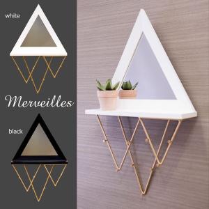 壁掛け鏡 ウォールミラー ミラー ドレッサー 家具 インテリア メルヴェイユ アクセサリーホルダー triangle 引っ掛けフック 小物がおけるスペース｜tre-fiore