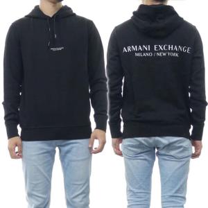 ARMANI EXCHANGE アルマーニエクスチェンジ メンズプルオーバーパーカー 8NZM94 ZJKRZ ブラック /2022秋冬新作