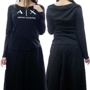 ARMANI EXCHANGE アルマーニエクスチェンジ レディースクルーネックロングTシャツ 8NYTDG YJ16Z ブラック