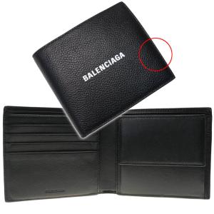 ★難有り特価！BALENCIAGA バレンシアガ メンズ二つ折り財布（小銭入れ付き） 594315 1IZI3 / CASH SQUARE FOLD COIN WALLET ブラック｜tre-style