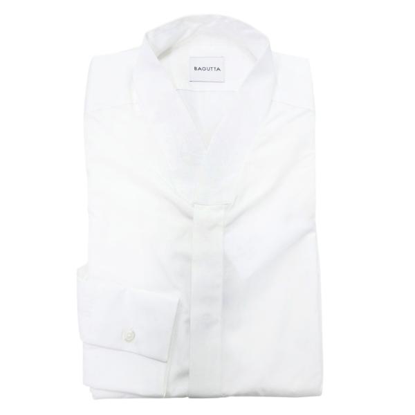 BAGUTTA バグッタ メンズノーカラーシャツ T099 / NOBU ホワイト