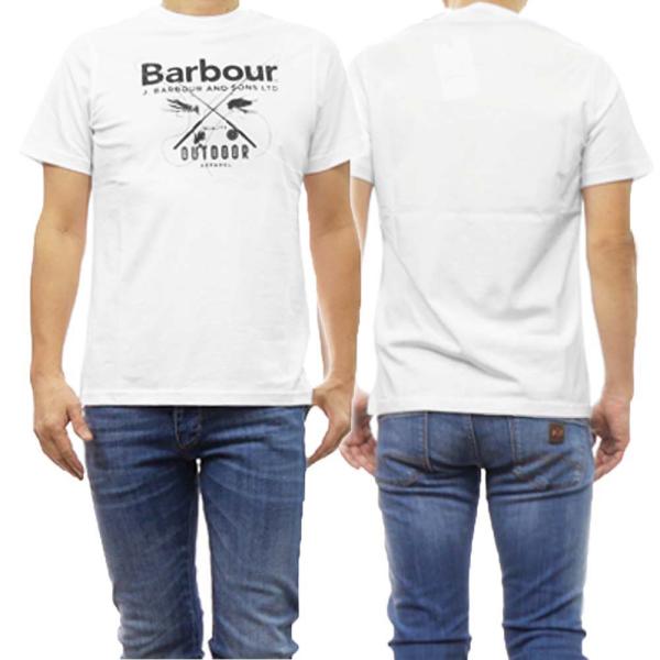 BARBOUR バブアー メンズクルーネックTシャツ MTS1256 ホワイト /2024春夏新作