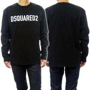 DSQUARED2 ディースクエアード メンズクルーネックロングTシャツ S74GD1150 S24583 ブラック｜tre-style