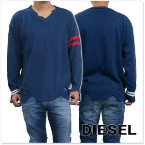 DIESEL ディーゼル メンズVネックセーター K-KURTY / 00SZU6-0TAQI ネイビー