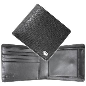 DIESEL ディーゼル メンズ二つ折り財布（小銭入れ付き） X09665 P5588 / BI-FOLD COIN S 3D ブラック｜tre-style
