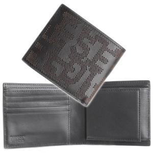 DIESEL ディーゼル メンズ二つ折り財布（小銭入れ付き） X09692 P5587 / BI-FOLD COIN S 3D ブラック｜tre-style