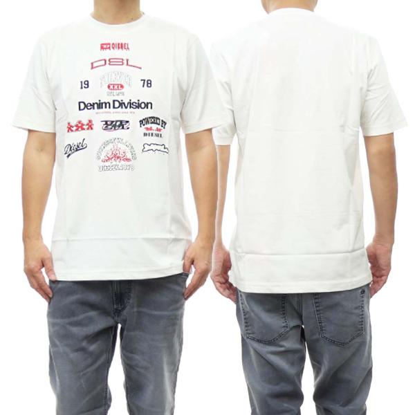 DIESEL メンズクルーネックTシャツ A13284 0QIAM / T-JUST-N14 ホワイ...