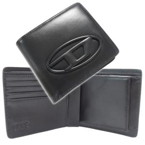 DIESEL ディーゼル メンズ二つ折り財布（小銭入れ付き） X10123 PR818 / HOLI-D BI-FOLD COIN S 3D ブラック 定番人気商品