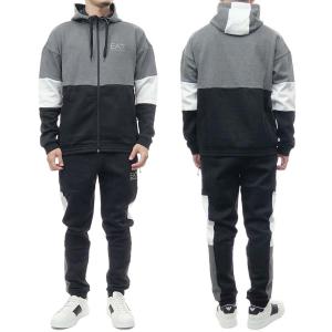 EMPORIO ARMANI エンポリオアルマーニ EA7 メンズセットアップスウェット 6LPV54 PJ05Z ブラック /2022秋冬新作