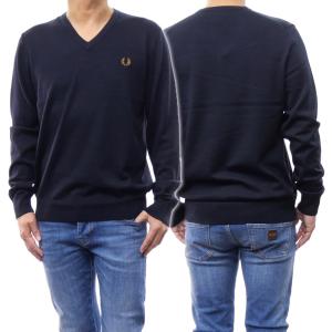 FRED PERRY フレッドペリー メンズVネックニット/セーター K9600 / CLASSIC V NECK JUMPER ネイビー｜tre-style