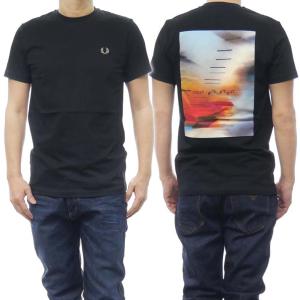 FRED PERRY フレッドペリー メンズクルーネックTシャツ M7718 / ABSTRACT GRAPHIC T-SHIRT ブラック /2024春夏新作｜tre-style