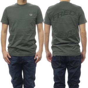 FRED PERRY フレッドペリー メンズクルーネックTシャツ M7717 / WARPED GRAPHIC T-SHIRT モスグリーン /2024春夏新作｜tre-style