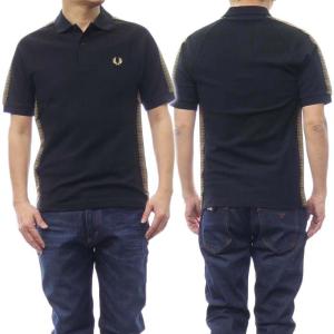 FRED PERRY ブラックポロシャツ Mサイズ FRED PERRY ラインポロシャツ(M8173) / ブラック(220