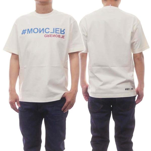 MONCLER モンクレール メンズクルーネックTシャツ 8C00003 83927 オフホワイト ...