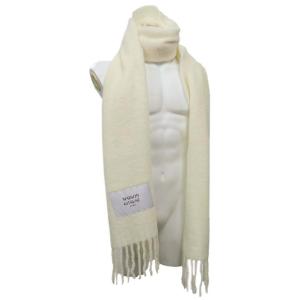 MAISON KITSUNE メゾンキツネ ユニセックスウールマフラー LW06506WA0022 / BABY ALPACA PLAIN SCARF ミルク｜tre-style